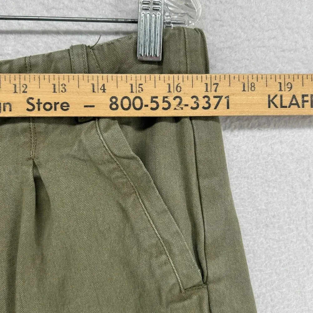FREE PEOPLE Pants 6 S Hard Rain Gaucho Cropped Wide Leg Pleated Twill Green